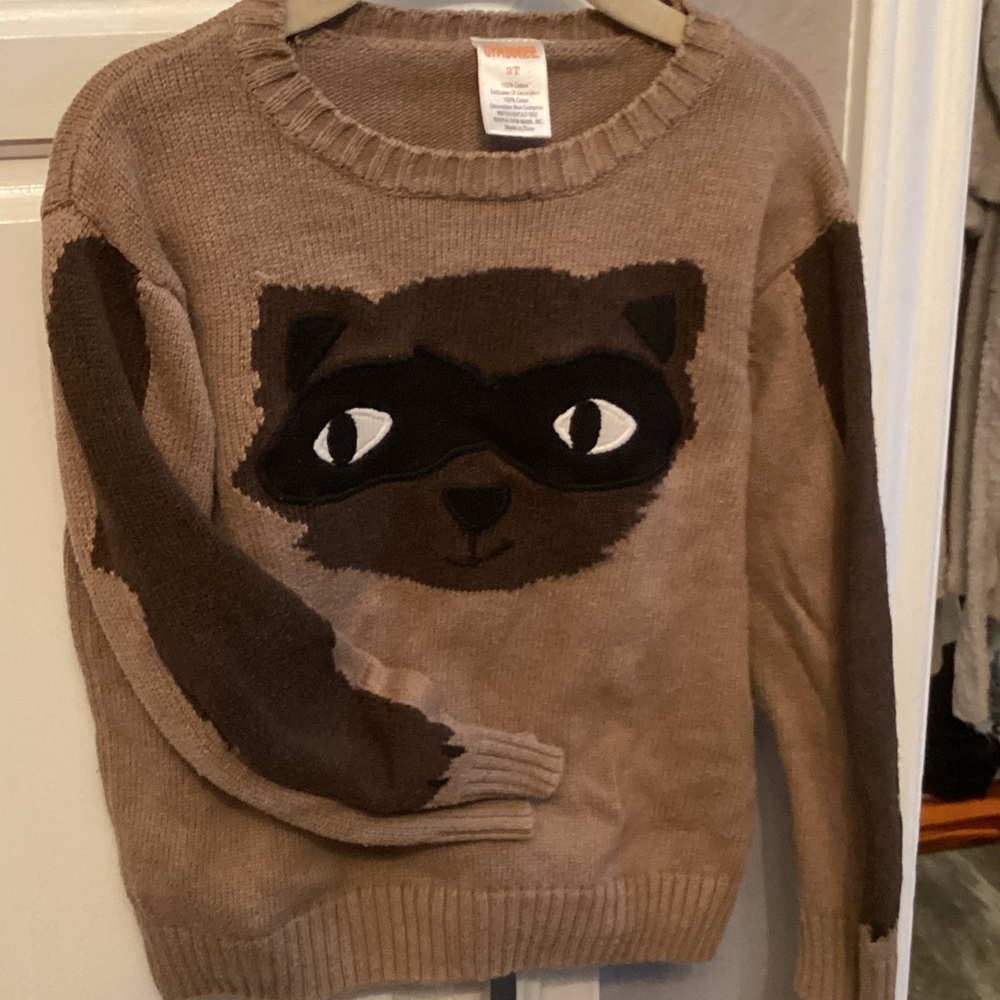 Gymboree Tan and Brown Raccoon Sweater